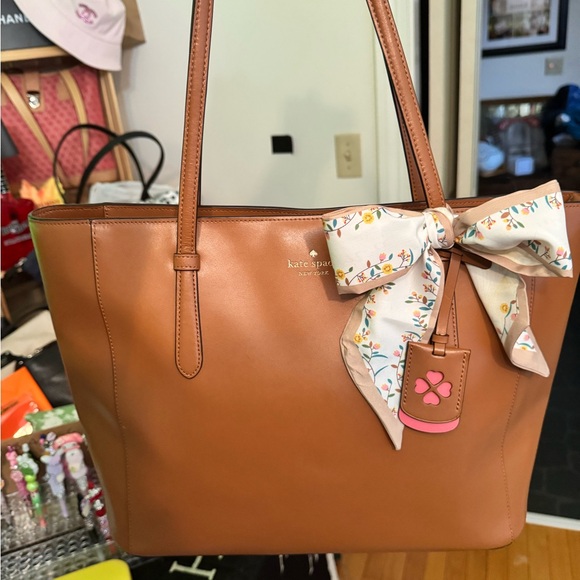 Kate Spade Brown Leather Tote Bag EUC No call outs